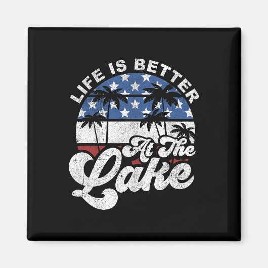 Het leven is beter op het meer 4 juli American FL Magneet (Voorkant)