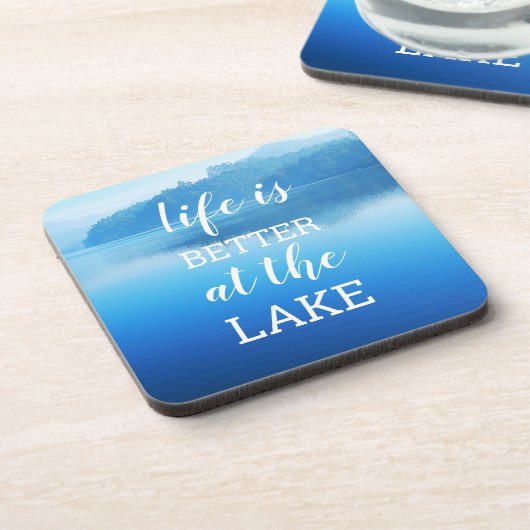 "Het leven is beter op het meer" Bier Onderzetter (Linkerzijde)