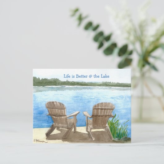Het leven is beter op het meer briefkaart (Staand voorkant)