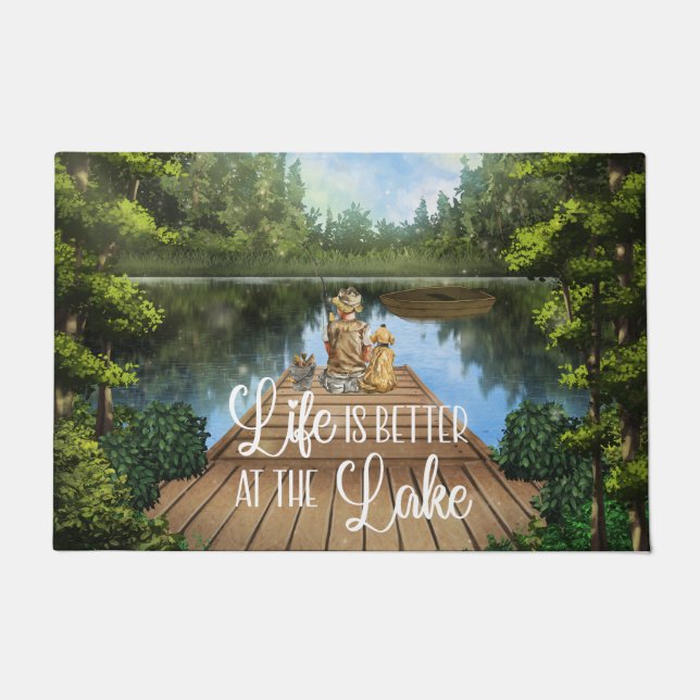 Het leven is beter op het meer deurmat (Voorkant)