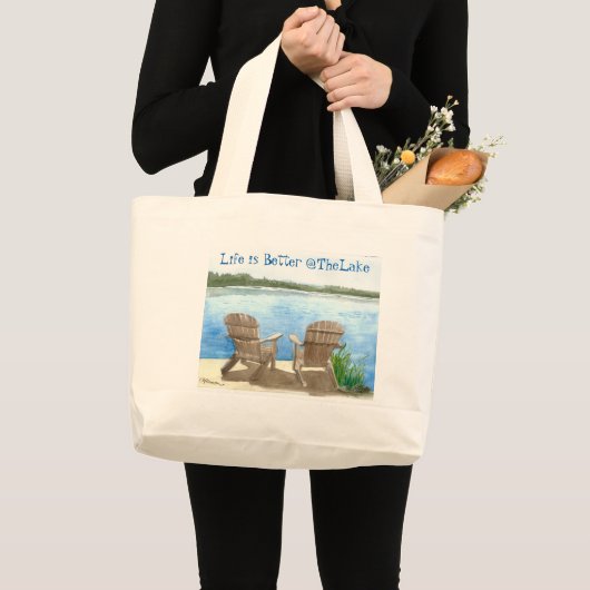 Het leven is beter op het meer grote tote bag (Voorkant (product))