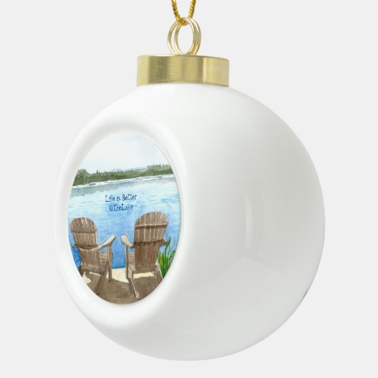 Het leven is beter op het meer keramische bal ornament (Rechts)