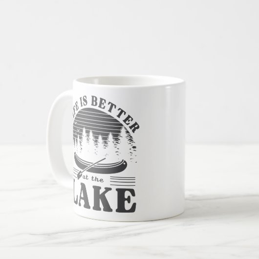 Het leven is beter op het meer koffiemok (Voorkant links)