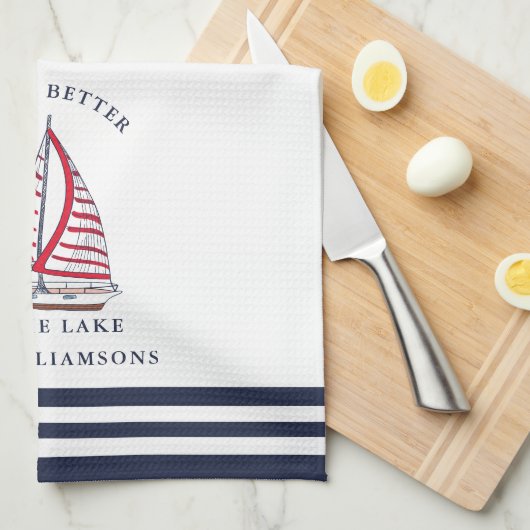 Het leven is beter op het meer Nautical Theedoek (Quarter Fold)