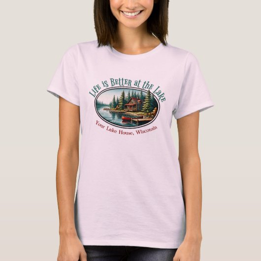 Het leven is beter op het meer t-shirt (Voorkant)