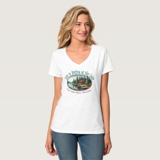 Het leven is beter op het meer t-shirt (Voorkant volledig)