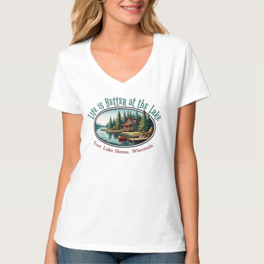 Het leven is beter op het meer t-shirt (Voorkant)