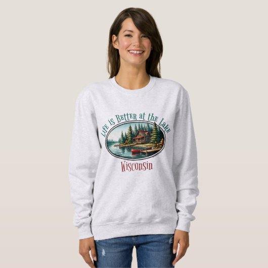 Het leven is beter op het meer trui (Voorkant volledig)