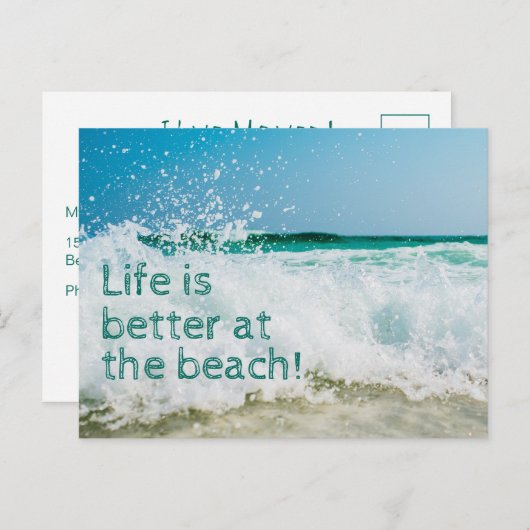 Het leven is beter op het strand aankondigingskaart (Voorkant / Achterkant)