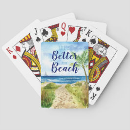 Het leven is beter op het strand aquarel citaat pokerkaarten