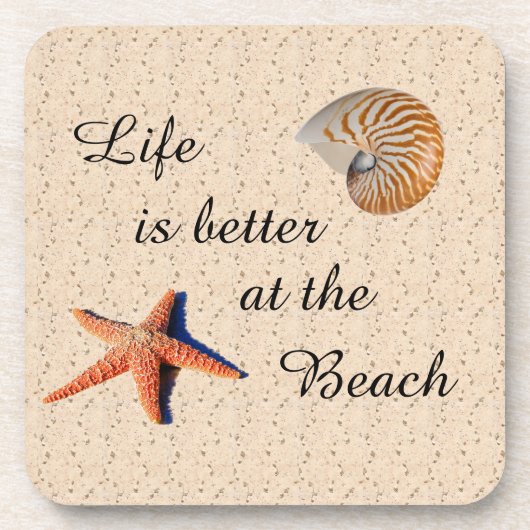 Het leven is beter op het strand bier onderzetter (Voorkant)