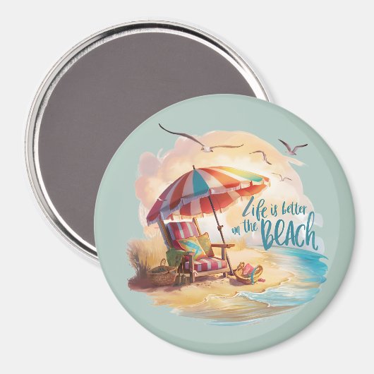 Het leven is beter op het strand Coastal Aesthetic Magneet (Voorkant / Achterkant)
