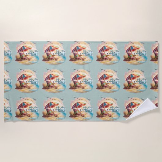 Het leven is beter op het strand Coastal Aesthetic Strandlaken (Voorkant)
