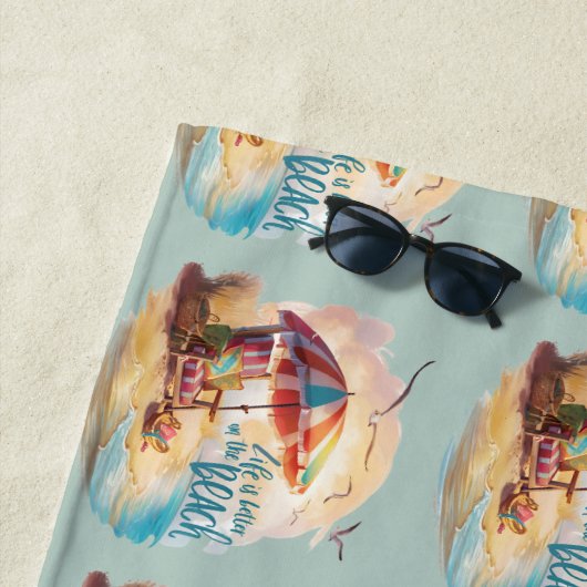 Het leven is beter op het strand Coastal Aesthetic Strandlaken (In situ)