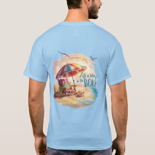 Het leven is beter op het strand Coastal Aesthetic T-shirt (Achterkant)
