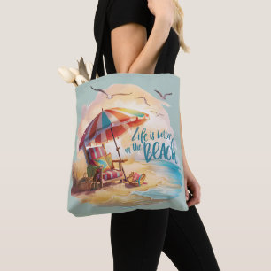 Het leven is beter op het strand Coastal Aesthetic Tote Bag