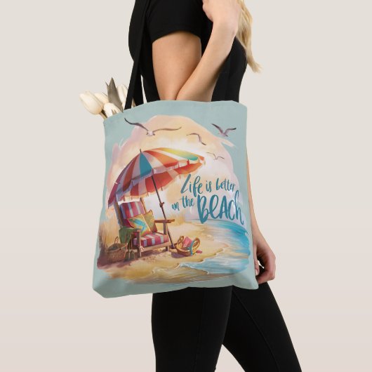 Het leven is beter op het strand Coastal Aesthetic Tote Bag (Dichtbij)
