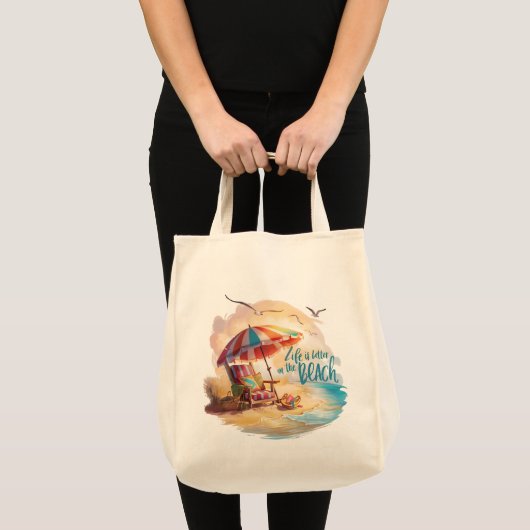 Het leven is beter op het strand Coastal Aesthetic Tote Bag (Voorkant (product))