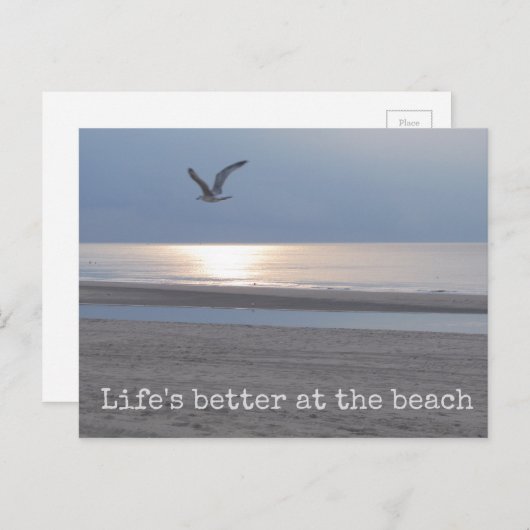 Het leven is beter op het strand - Fun Quote Brief Briefkaart (Voorkant / Achterkant)