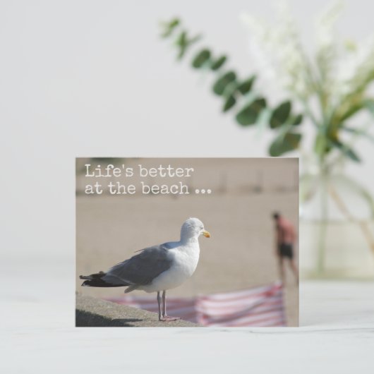 Het leven is beter op het strand - Fun quote Brief Briefkaart (Staand voorkant)