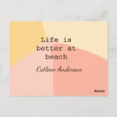 Het leven is beter op het strand geel oranje boho briefkaart (Achterkant)