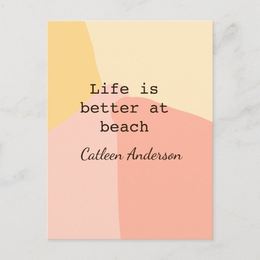 Het leven is beter op het strand geel oranje boho briefkaart (Voorkant)