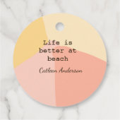 Het leven is beter op het strand geel sinaasappel  bedankjes labels (Achterkant)