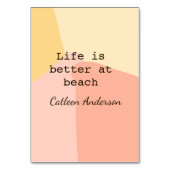 Het leven is beter op het strand geel sinaasappel  kaart (Achterkant)