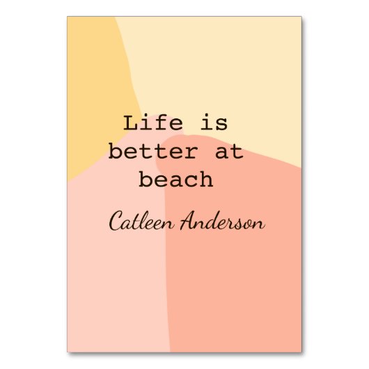 Het leven is beter op het strand geel sinaasappel  kaart (Voorkant)