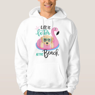 Het leven is beter op het strand , Hond Golden Ret Hoodie