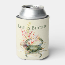 Het leven is beter op het strand / Krab / Blikjeskoeler