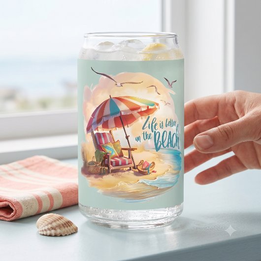 Het Leven is Beter op het Strand Kust Esthetiek Blikvorm Glas