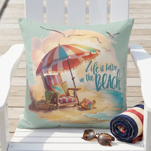 Het Leven is Beter op het Strand Kust Esthetiek Kussen