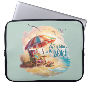 Het Leven is Beter op het Strand Kust Esthetiek Laptop Sleeve