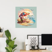 Het Leven is Beter op het Strand Kust Esthetiek Poster (Thuiskantoor)