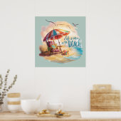Het Leven is Beter op het Strand Kust Esthetiek Poster (Keuken)
