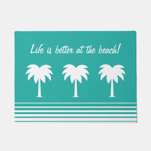 Het leven is beter op het strand palmbomen deurmat (Voorkant)