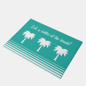 Het leven is beter op het strand palmbomen deurmat (Schuin)