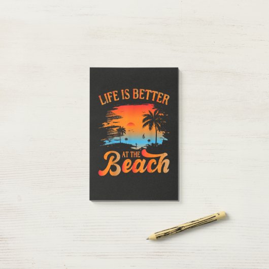 Het leven is beter op het strand post-it® notes (Op bureau)
