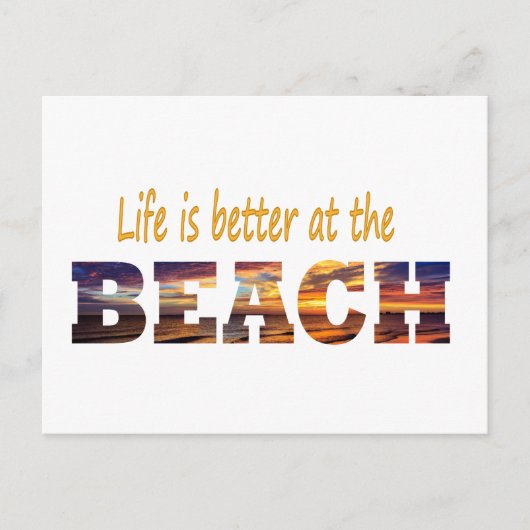 Het leven is beter op het strand postkaart (Voorkant)