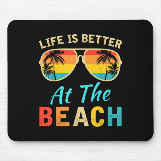 Het leven is beter op het strand Retro Palm Trees Muismat (Voorkant)