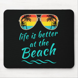 Het leven is beter op het strand Retro Palm Trees Muismat