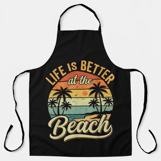 Het leven is beter op het strand Retro zomer vakan Schort (Voorkant)