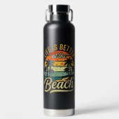 Het leven is beter op het strand Retro zomer vakan Waterfles (Voorkant)
