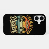 Het leven is beter op het strand Retro zomervakant iPhone 16 Hoesje (Achterkant horizontaal)