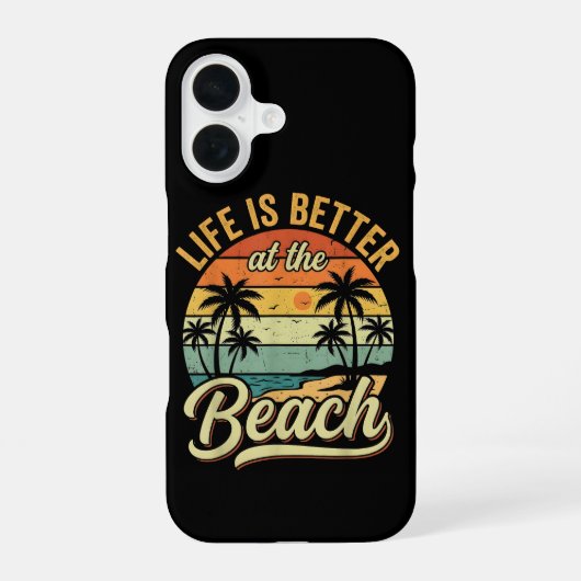Het leven is beter op het strand Retro zomervakant iPhone 16 Hoesje (Achterkant)