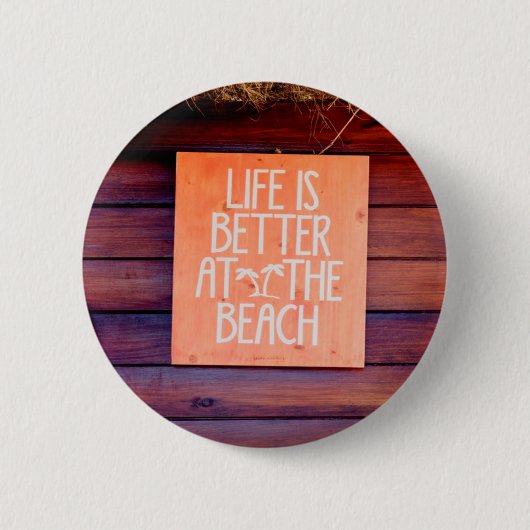 Het leven is beter op het strand ronde button 5,7 cm (Voorkant)