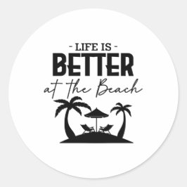 HET LEVEN IS BETER OP HET STRAND RONDE STICKER