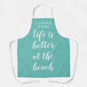 Het leven is beter op het strand schattige blauwgr schort (Voorkant)