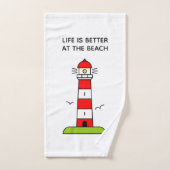 Het leven is beter op het strand schattige vuurtor handdoek (Handdoek)